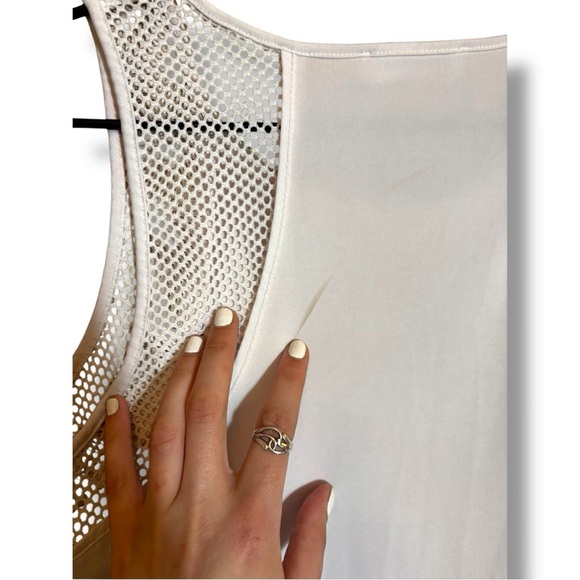 Calvin Klein Ivory Sleeveless Active Tank with Mesh Accents - Picture 15 of 15